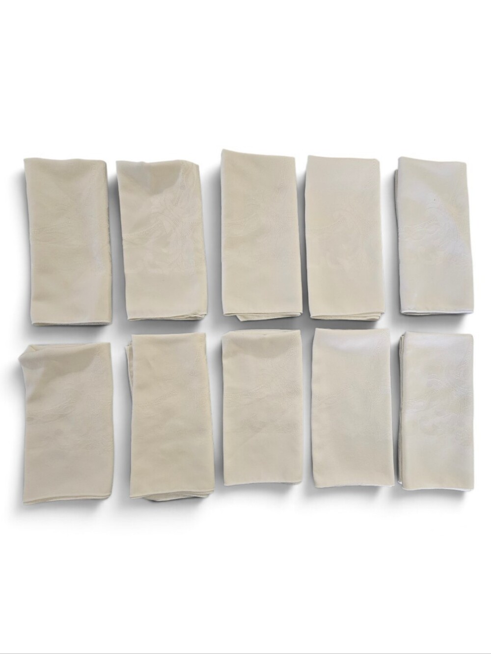 Cream Demask Cloth Napkins-Set Of 10